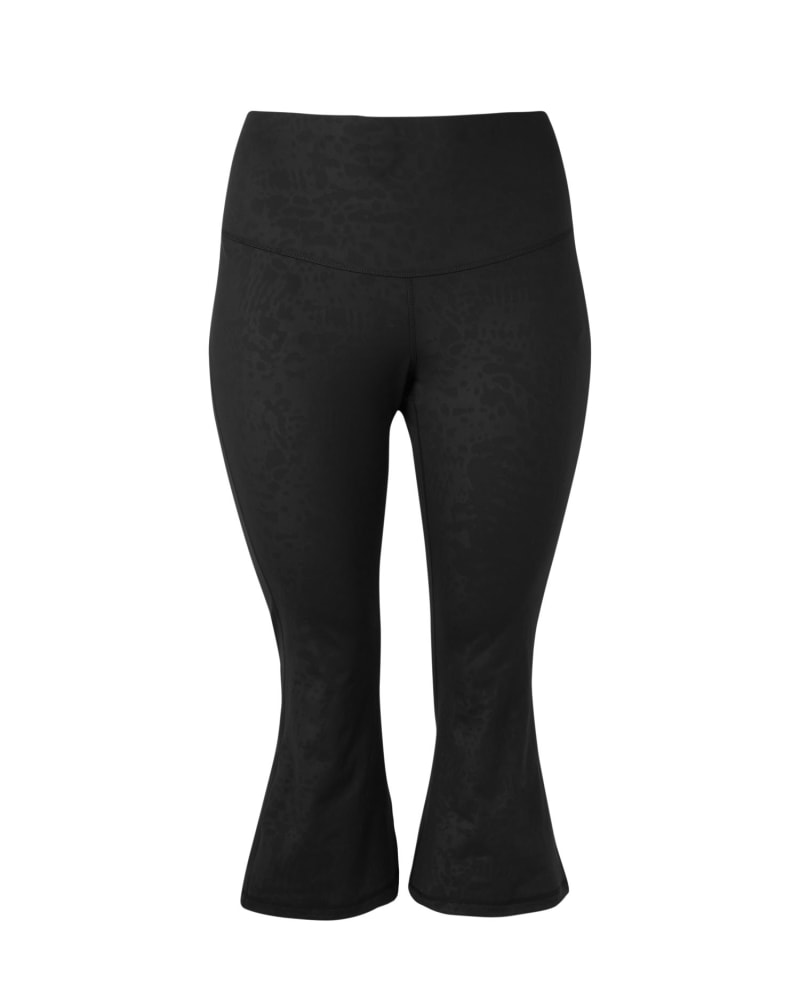 Front of a size 2X 11 Honoré x Adidas Flared Legging in Black by 11 Honoré Collection. | dia_product_style_image_id:248484